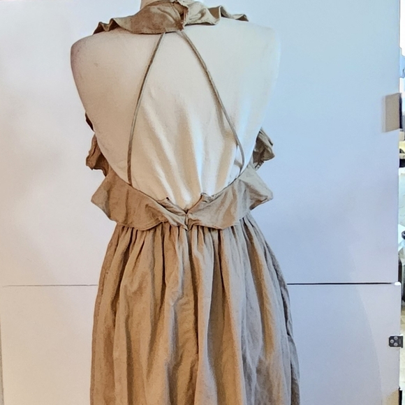 Ulla Johnson Linen Blend Cecily Ruffled Midi Dress In Khaki Size 0 - Picture 7 of 11